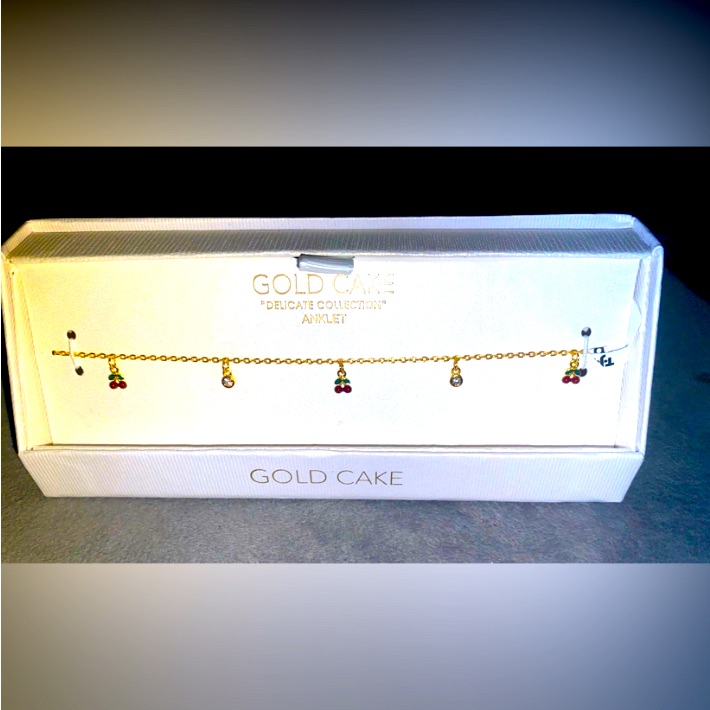 Bnib Gold Cake Delicate Collection Anklet Cherries & Cubic Zirconia